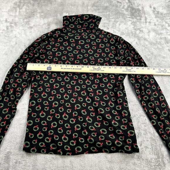 VTG Faded Glory Christmas Turtleneck Women's SZ Large 10/12 Wreath Y2K Layering - Picture 4 of 11
